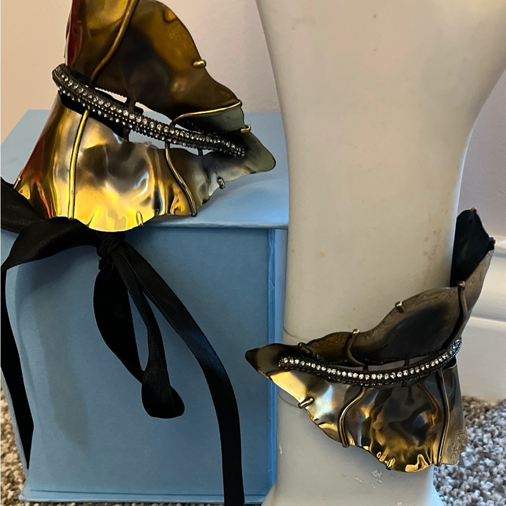 LANVIN Gold-Tone Leaf Cuffs